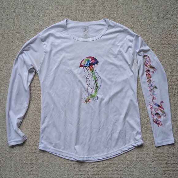 Reel Time Rainbow Jelly Fish Long Sleeve Tech Shirt Women's Medium Siesta Key FL - Picture 1 of 13